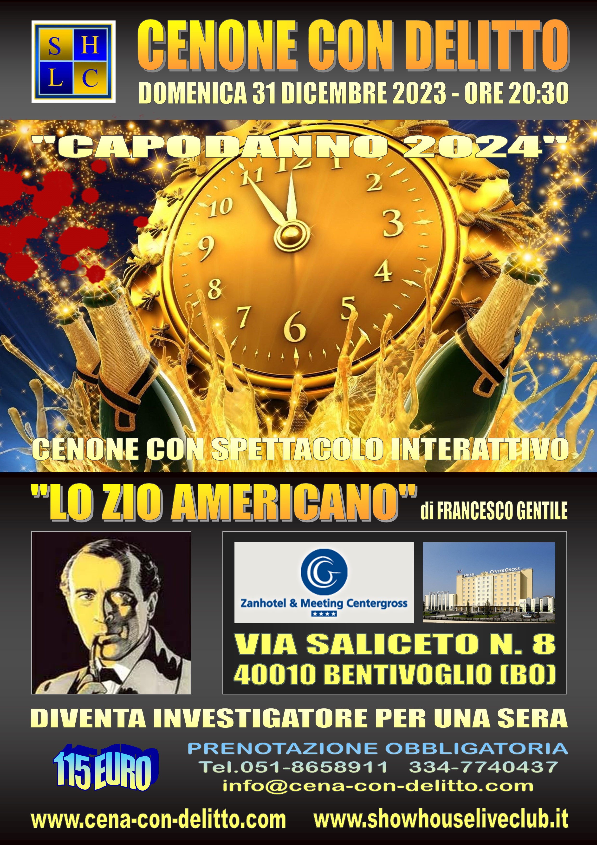 Capodanno con Delitto allo Zanhotel di Bentivoglio (BO) per uno  straordinario fine anno all'insegna del giallo e del divertimento!